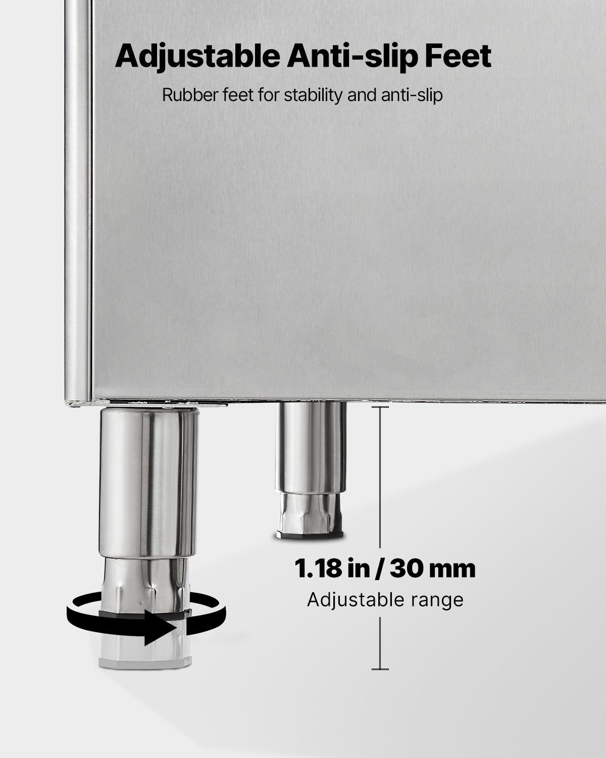 VEVOR Commercial Ice Maker Storage Bin, 500 LBS Capacity Ice-Bin, Stainless Steel Commercial Ice Storage Bin with Adjustable Anti-slip Rubber Feet, Suitable for Restaurant Hotel and Beverage Shops - FTZBJBTX500L15LVD001V0 - view 5