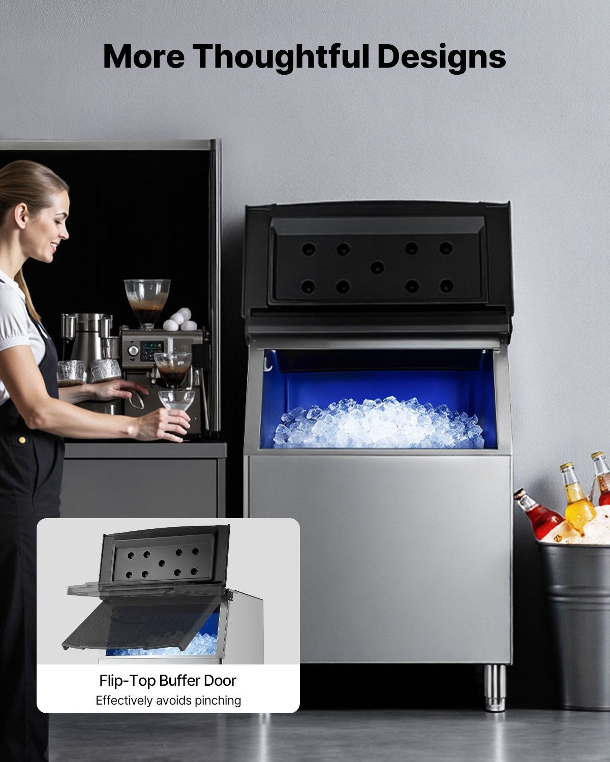 VEVOR Commercial Ice Maker Storage Bin, 500 LBS Capacity Ice-Bin, Stainless Steel Commercial Ice Storage Bin with Adjustable Anti-slip Rubber Feet, Suitable for Restaurant Hotel and Beverage Shops - FTZBJBTX500L15LVD001V0 - view 6