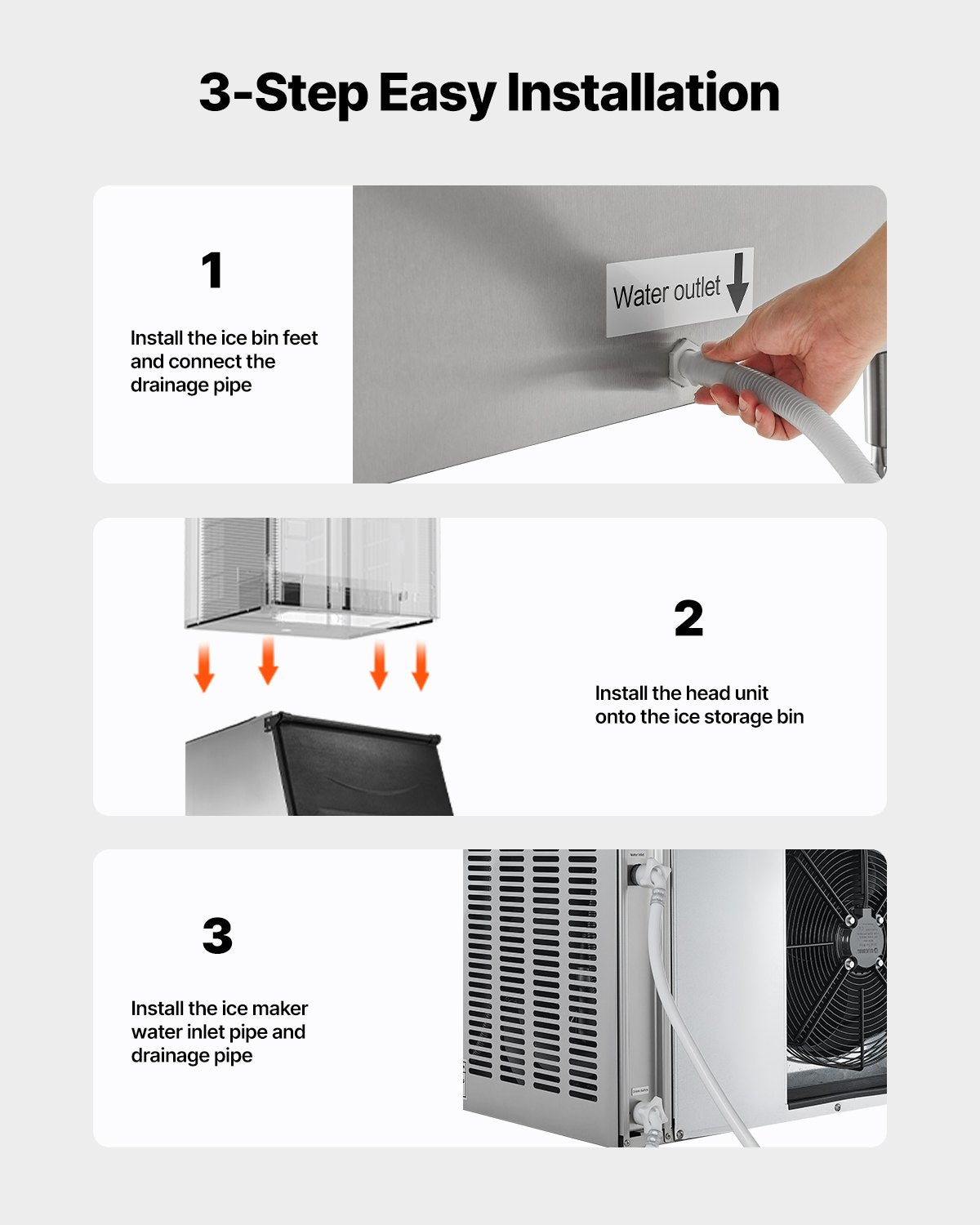 VEVOR Commercial Ice Maker Storage Bin, 500 LBS Capacity Ice-Bin, Stainless Steel Commercial Ice Storage Bin with Adjustable Anti-slip Rubber Feet, Suitable for Restaurant Hotel and Beverage Shops - FTZBJBTX500L15LVD001V0 - view 7