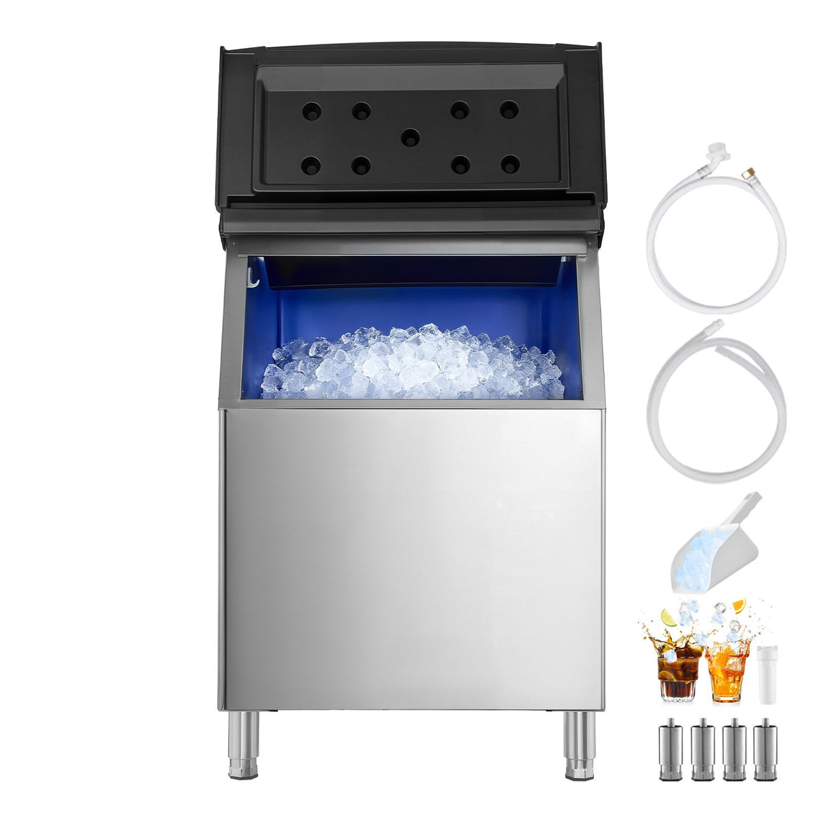 VEVOR Commercial Ice Maker Storage Bin, 500 LBS Capacity Ice-Bin, Stainless Steel Commercial Ice Storage Bin with Adjustable Anti-slip Rubber Feet, Suitable for Restaurant Hotel and Beverage Shops - FTZBJBTX500L15LVD001V0 - view 10