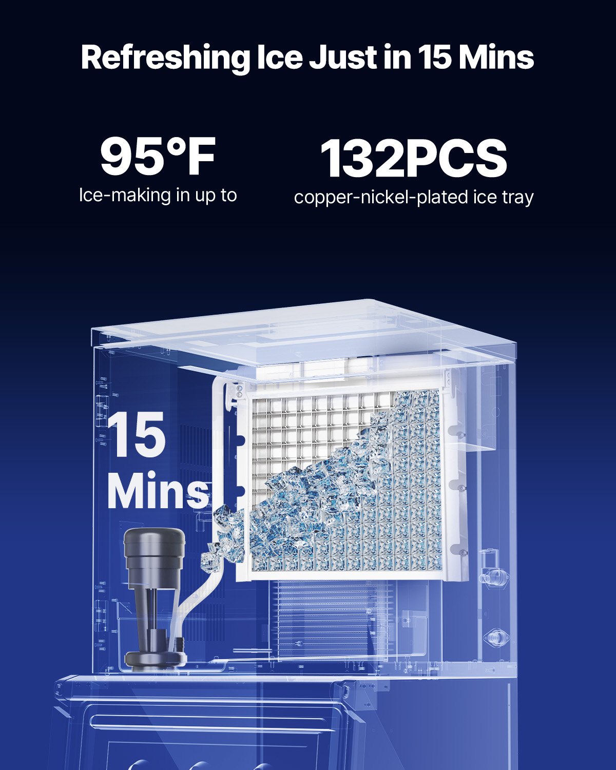 VEVOR Commercial Ice Maker Machine - Head, 300 Lbs/Day Stainless Steel Ice Machine with Scheduled Ice-Making, Self-Cleaning, Adjustable Thickness, Ideal for Restaurant Bar Cafe Hotel - Head Only - FTZBJJTXFB30BP3NB001V1 - view 3