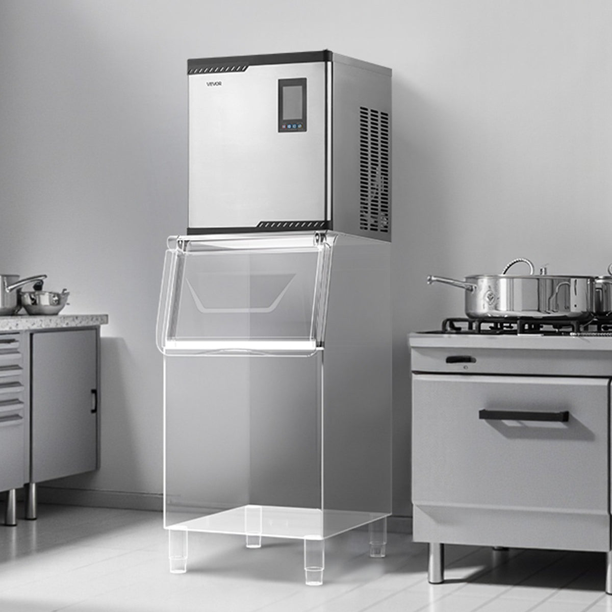 VEVOR Commercial Ice Maker Machine - Head, 300 Lbs/Day Stainless Steel Ice Machine with Scheduled Ice-Making, Self-Cleaning, Adjustable Thickness, Ideal for Restaurant Bar Cafe Hotel - Head Only - FTZBJJTXFB30BP3NB001V1 - view 9