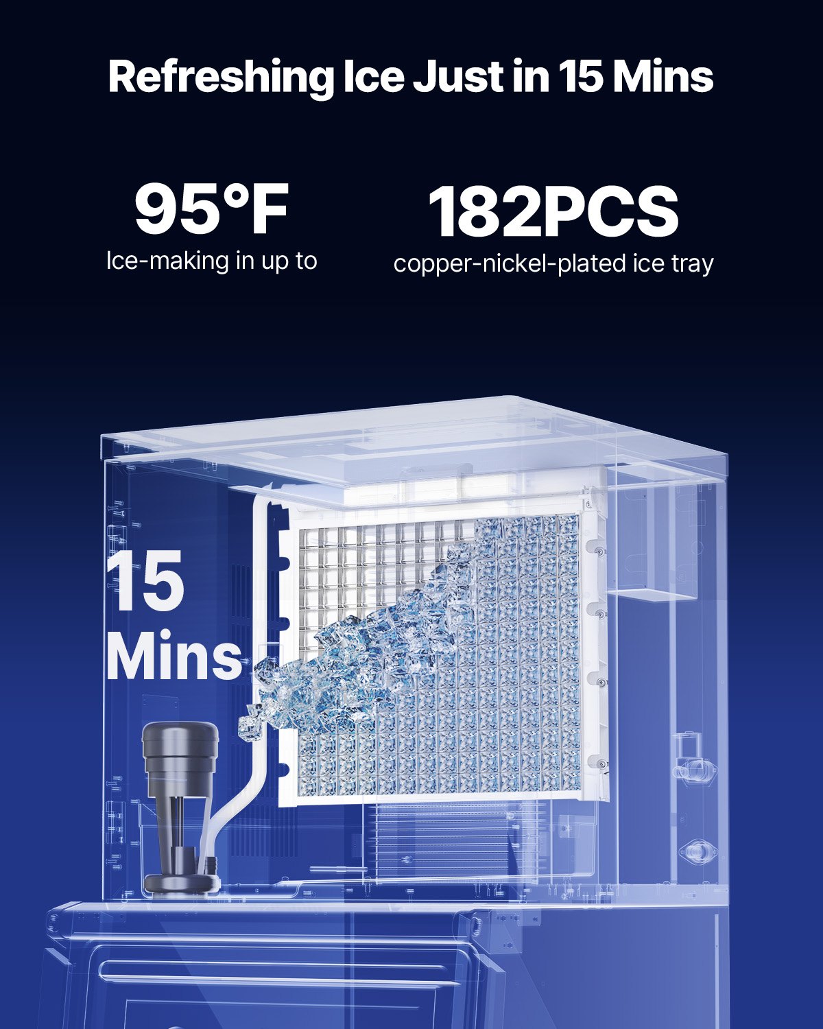 VEVOR Commercial Ice Maker Machine - Head, 450 Lbs/Day Stainless Steel Ice Machine with Scheduled Ice-Making, Self-Cleaning, Adjustable Thickness, Ideal for Restaurant Bar Cafe Hotel - Head Only - FTZBJJTXFB45HO1GS001V1 - view 3