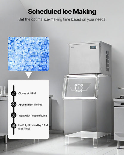VEVOR Commercial Ice Maker Machine - Head, 450 Lbs/Day Stainless Steel Ice Machine with Scheduled Ice-Making, Self-Cleaning, Adjustable Thickness, Ideal for Restaurant Bar Cafe Hotel - Head Only - FTZBJJTXFB45HO1GS001V1 - view 7