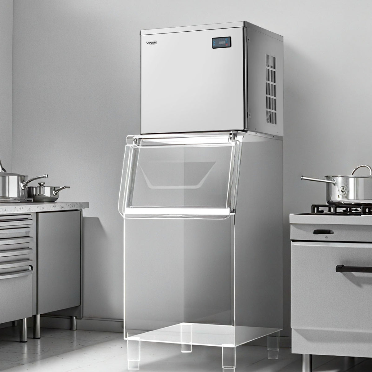 VEVOR Commercial Ice Maker Machine - Head, 450 Lbs/Day Stainless Steel Ice Machine with Scheduled Ice-Making, Self-Cleaning, Adjustable Thickness, Ideal for Restaurant Bar Cafe Hotel - Head Only - FTZBJJTXFB45HO1GS001V1 - view 9