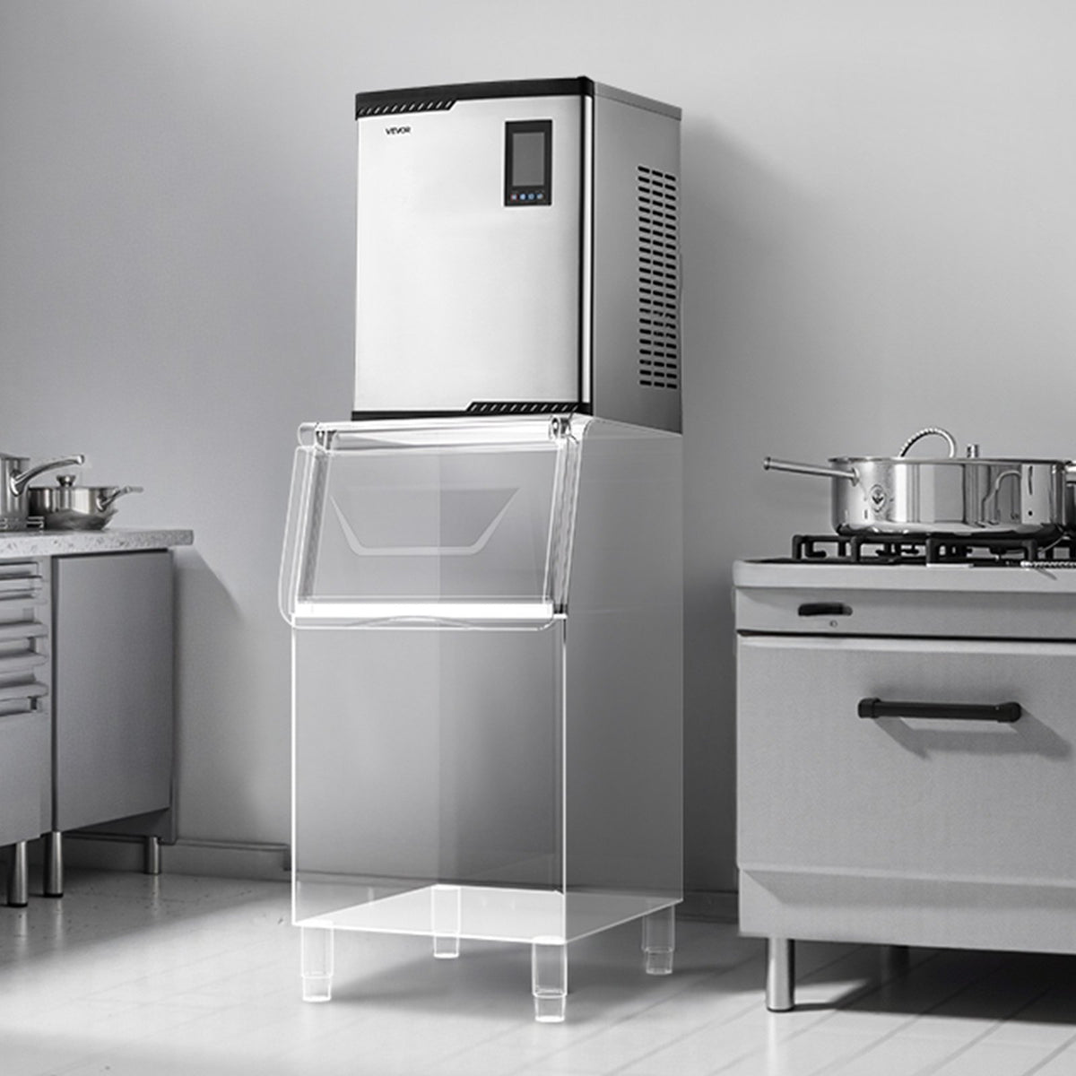 VEVOR Commercial Ice Maker Machine - Head, 800 Lbs/Day Stainless Steel Ice Machine with Scheduled Ice-Making, Self-Cleaning, Adjustable Thickness, Ideal for Restaurant Bar Cafe Hotel - Head Only - FTZBJJTXFB509P343001V1 - view 9