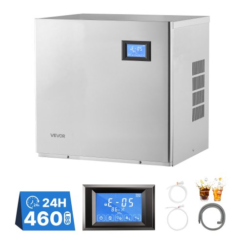 VEVOR Commercial Ice Maker Machine 460 Lbs/24H Stainless Steel Head Only, Ice-Making for Restaurant Bar Cafe Hotel, Ice Ready in 15 Mins, with Self-Cleaning, 156 pcs Ice Tray, Adjustable Thickness - FTZBJJTXFZHFI8IFX001V1 - view 2