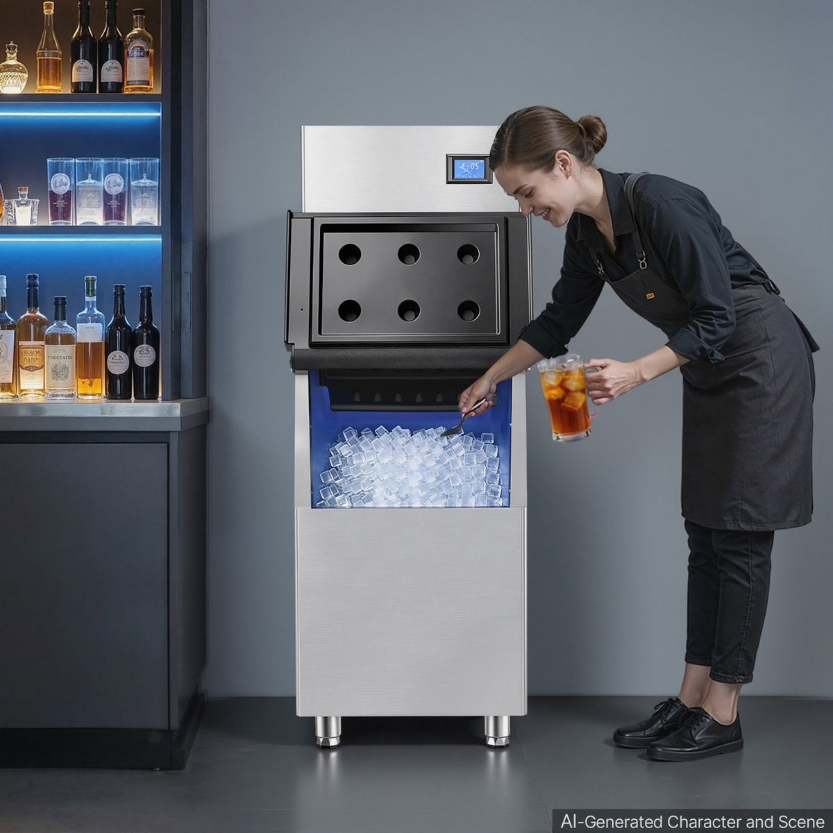 VEVOR Commercial Ice Maker Machine 460 Lbs/24H Stainless Steel Head Only, Ice-Making for Restaurant Bar Cafe Hotel, Ice Ready in 15 Mins, with Self-Cleaning, 156 pcs Ice Tray, Adjustable Thickness - FTZBJJTXFZHFI8IFX001V1 - view 9