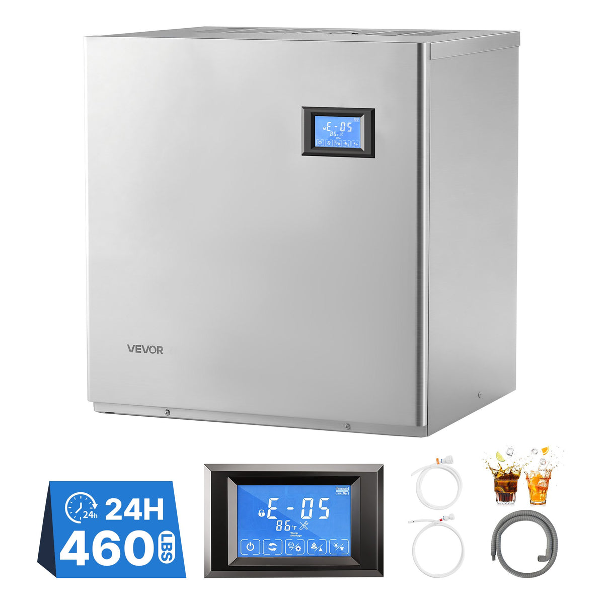 VEVOR Commercial Ice Maker Machine 560 Lbs/24H Stainless Steel Head Only, Ice-Making for Restaurant Bar Cafe Hotel, Ice Ready in 15 Mins, with Self-Cleaning, 182 pcs Ice Tray, Adjustable Thickness - FTZBJJTXFZHFQSU0O001V1 - view 1