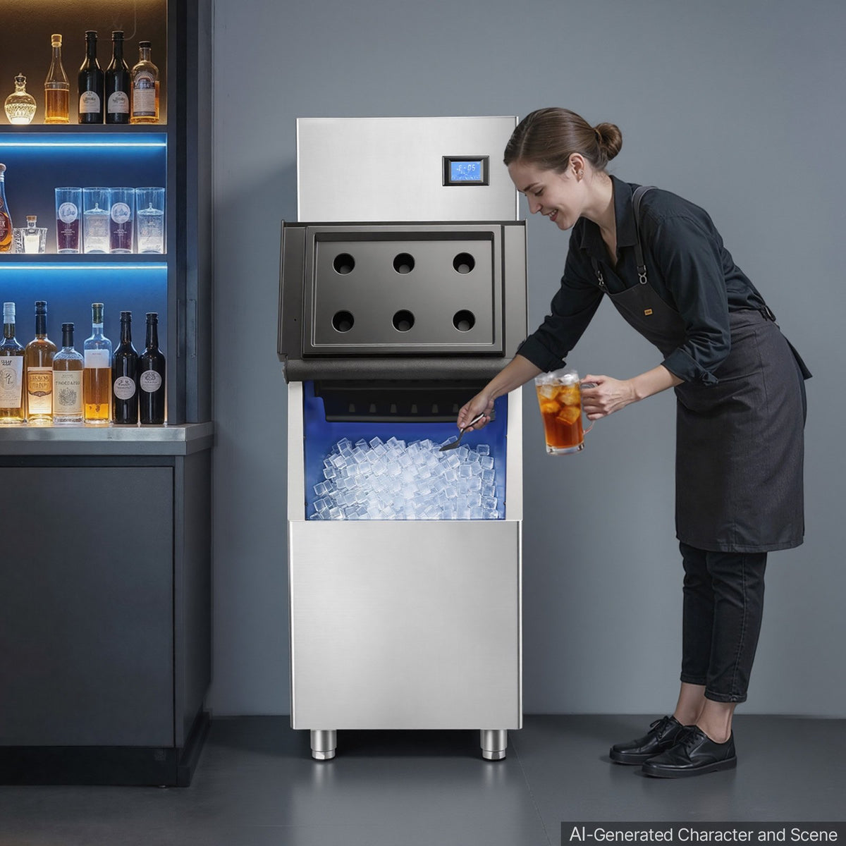 VEVOR Commercial Ice Maker Machine 560 Lbs/24H Stainless Steel Head Only, Ice-Making for Restaurant Bar Cafe Hotel, Ice Ready in 15 Mins, with Self-Cleaning, 182 pcs Ice Tray, Adjustable Thickness - FTZBJJTXFZHFQSU0O001V1 - view 9