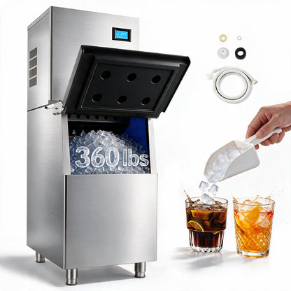 VEVOR Commercial Ice Maker Machine, 360LBS/24H Ice-Making Machine with 250LBS Large Storage Bin, Auto Self-Cleaning Ice Maker with Touchscreen for Bar Cafe Restaurant Business Commercial - FTZBJTJFB360LRGZU001V1 - view 1