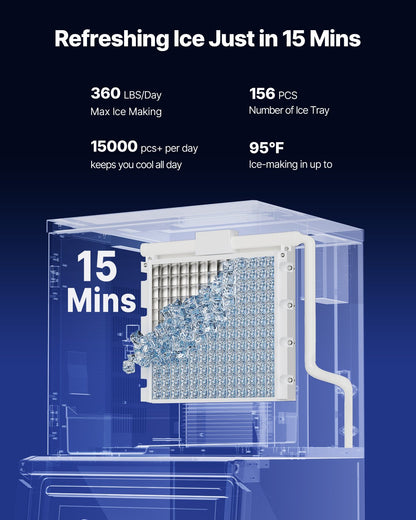 VEVOR Commercial Ice Maker Machine, 360LBS/24H Ice-Making Machine with 250LBS Large Storage Bin, Auto Self-Cleaning Ice Maker with Touchscreen for Bar Cafe Restaurant Business Commercial - FTZBJTJFB360LRGZU001V1 - view 3