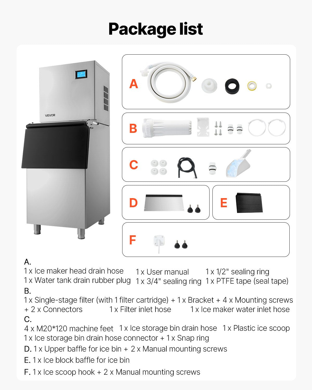 VEVOR Commercial Ice Maker Machine, 360LBS/24H Ice-Making Machine with 250LBS Large Storage Bin, Auto Self-Cleaning Ice Maker with Touchscreen for Bar Cafe Restaurant Business Commercial - FTZBJTJFB360LRGZU001V1 - view 8