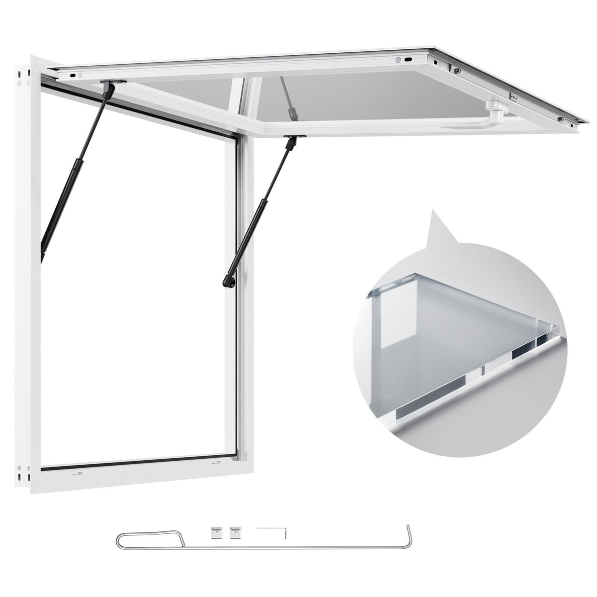 VEVOR Concession Window 36x36 in, Aluminum Alloy Frame Service Window for Food Truck, Up to 85 Degrees Stand Serving Window with Awning Door and Drag Hook, Rainwater Resistant for Concession Trailers - FWCK3636YC0Y1HEUY001V0 - view 1