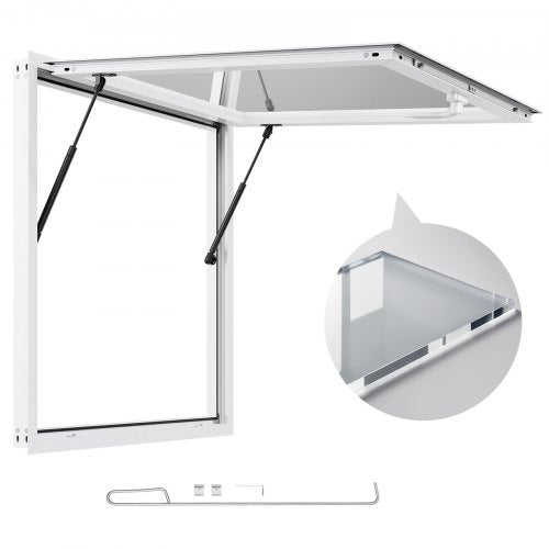 VEVOR Concession Window 36x36 in, Aluminum Alloy Frame Service Window for Food Truck, Up to 85 Degrees Stand Serving Window with Awning Door and Drag Hook, Rainwater Resistant for Concession Trailers - FWCK3636YC0Y1HEUY001V0 - view 2