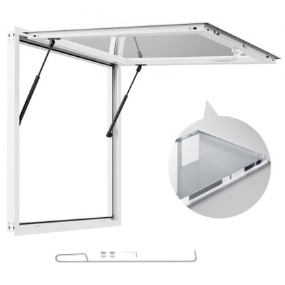 VEVOR Concession Window 36x36 in, Aluminum Alloy Frame Service Window for Food Truck, Up to 85 Degrees Stand Serving Window with Awning Door and Drag Hook, Rainwater Resistant for Concession Trailers - FWCK3636YC0Y1HEUY001V0 - view 2