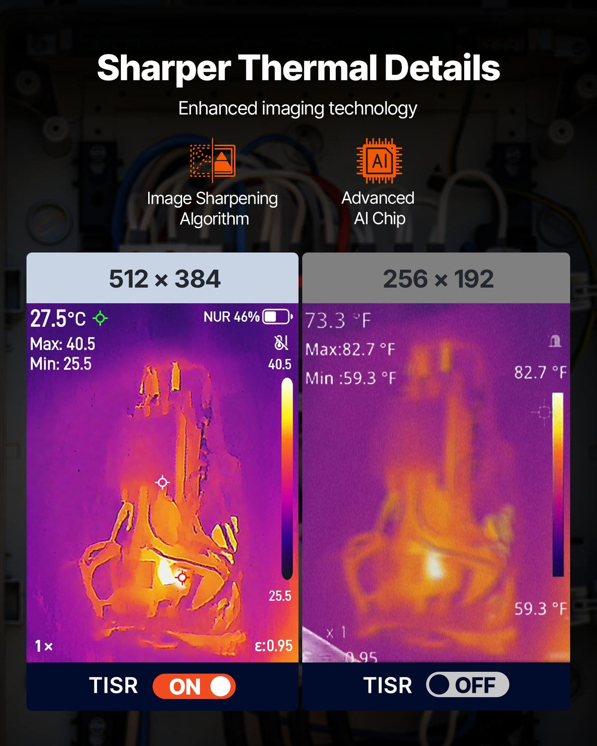 VEVOR Pro Thermal Imaging Camera, Upgraded 512 x 384 TISR Super Resolution, 3.45" LCD Infrared Thermal Imager with 2MP Visual Camera, 25HZ Refresh Rate, -4°F - 1022°F, 4 Image Modes & 7 Color Palettes - FWIFIYHWRXY32CPHW002V9 - view 3