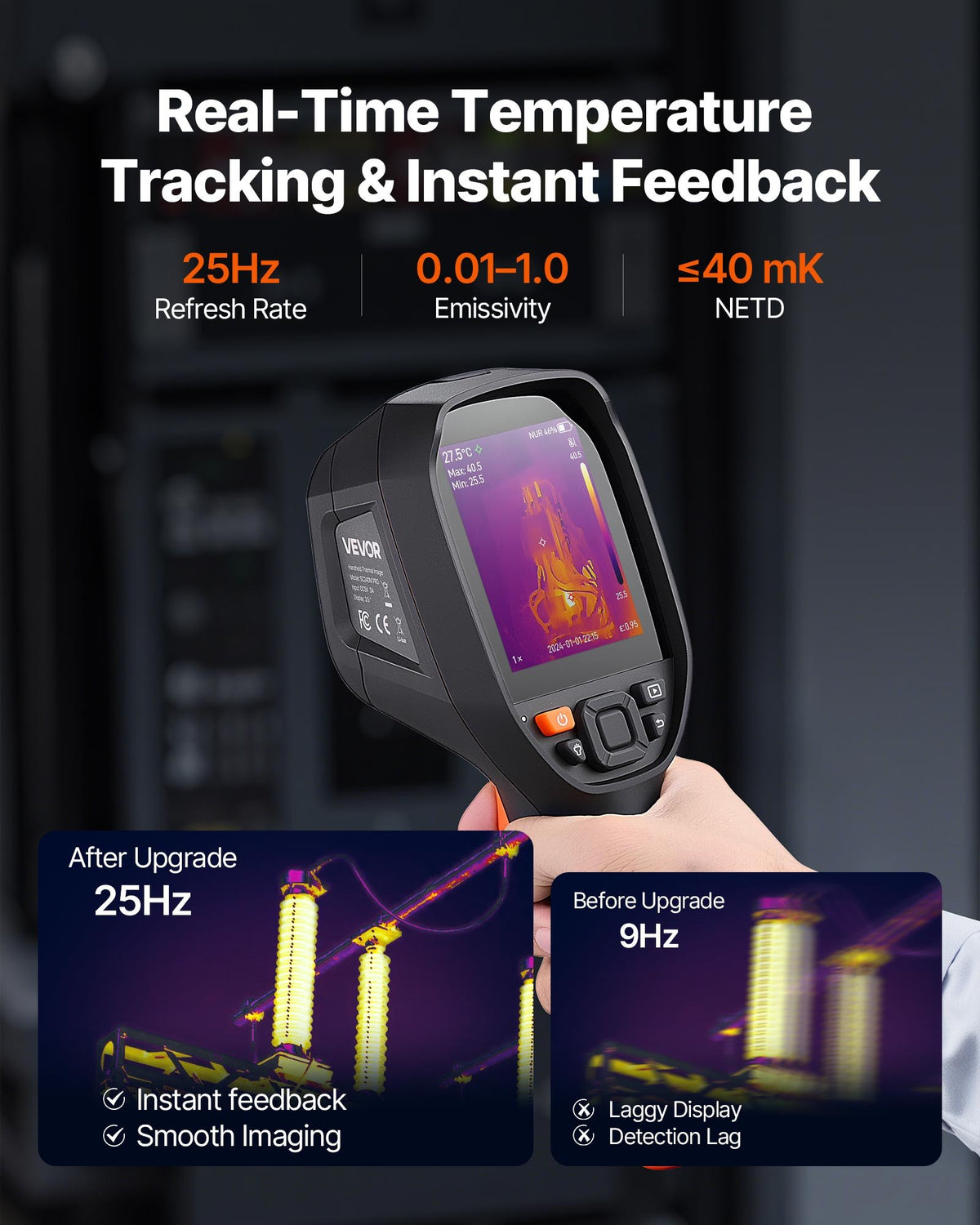 VEVOR Pro Thermal Imaging Camera, Upgraded 512 x 384 TISR Super Resolution, 3.45" LCD Infrared Thermal Imager with 2MP Visual Camera, 25HZ Refresh Rate, -4°F - 1022°F, 4 Image Modes & 7 Color Palettes - FWIFIYHWRXY32CPHW002V9 - view 4