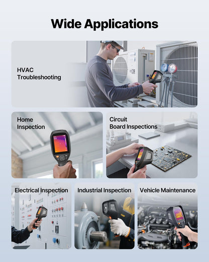 VEVOR Pro Thermal Imaging Camera, Upgraded 512 x 384 TISR Super Resolution, 3.45" LCD Infrared Thermal Imager with 2MP Visual Camera, 25HZ Refresh Rate, -4°F - 1022°F, 4 Image Modes & 7 Color Palettes - FWIFIYHWRXY32CPHW002V9 - view 8