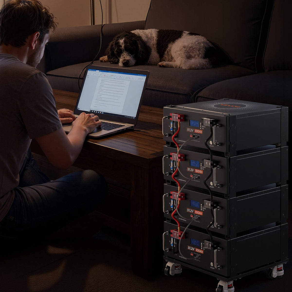VEVOR 48V 100Ah LiFePO4 Lithium Battery, Built-in 100A BMS, 51.2V Server Rack LiFePO4 Battery with Bluetooth & Display, 5120Wh Capacity, 6000 Cycles, for Solar Energy Storage Home Backup Power, 4 Pack - FWQJJDC100AHMK6CP001V9 - view 9
