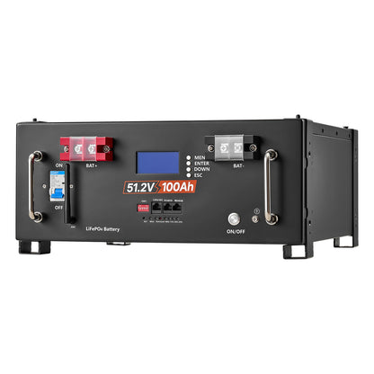 VEVOR 48V 100Ah LiFePO4 Lithium Battery, Built-in 100A BMS, 51.2V Server Rack LiFePO4 Battery with Bluetooth, 5120Wh Capacity, 6000 Cycles, LCD Display, for Solar Energy Storage Home Backup Power - FWQJJDC512V1QKMX1001V9 - view 10
