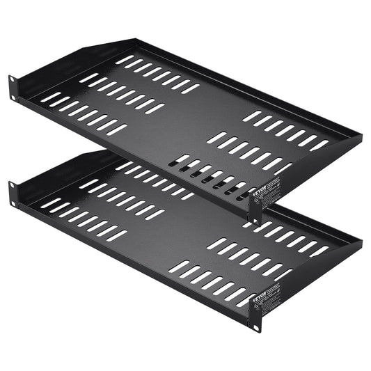 VEVOR 2PCS 1U Server Rack Shelf, 10"/254 mm Depth, 50 lbs Max Load Capacity Vented Cantilever or Wall Mount Rack Mount Shelf with Tray, Good Air Circulation for 19" Network Cabinet or Equipment Rack - FWQJJGB1U10YF1LZFV0 - view 1
