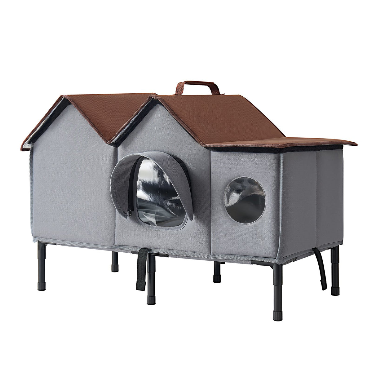 VEVOR Elevated Heated Cat House 35W Insulated Kitty Shelter with Heated Pad, for Indoor Outdoor Winter Use, Double-Door & Private Side Curtain, Waterproof Weatherproof Stray Feral Shelter for Outside - FWSBYMBHS30IBXMNY001V1 - view 10