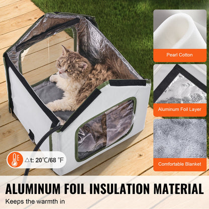 VEVOR Elevated Heated Cat House, Outdoor Kitty Shelter with Timer, 600D Oxford Cloth Foldable Cat Shelter with Heated Pad for Winter to Stay Warm and Cozy, Green (Small) - FWSBYMBHSNJBKOLU0V1 - view 4
