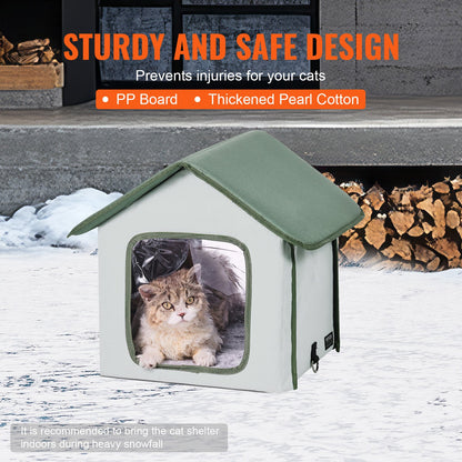 VEVOR Elevated Heated Cat House, Outdoor Kitty Shelter with Timer, 600D Oxford Cloth Foldable Cat Shelter with Heated Pad for Winter to Stay Warm and Cozy, Green (Small) - FWSBYMBHSNJBKOLU0V1 - view 6