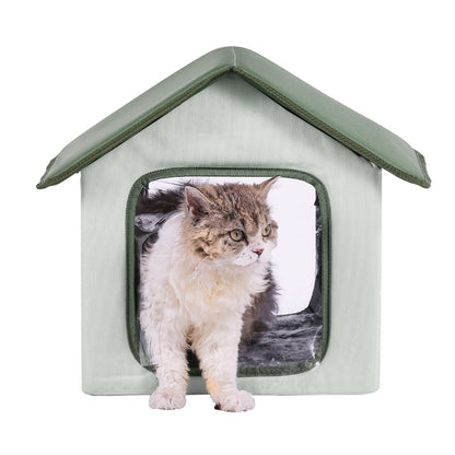 VEVOR Elevated Heated Cat House, Outdoor Kitty Shelter with Timer, 600D Oxford Cloth Foldable Cat Shelter with Heated Pad for Winter to Stay Warm and Cozy, Green (Small) - FWSBYMBHSNJBKOLU0V1 - view 10