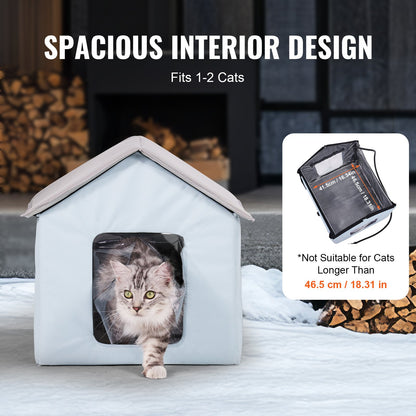 VEVOR Heated Cat House, Outdoor Kitty Shelter with Timer, 600D Oxford Cloth Foldable Cat Shelter with Heated Pad  for Winter to Stay Warm and Cozy, Blue (Small) - FWSBYMBHSNJBUZ1X4V1 - view 7