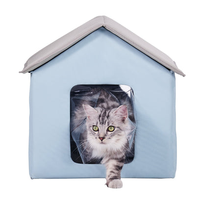 VEVOR Heated Cat House, Outdoor Kitty Shelter with Timer, 600D Oxford Cloth Foldable Cat Shelter with Heated Pad  for Winter to Stay Warm and Cozy, Blue (Small) - FWSBYMBHSNJBUZ1X4V1 - view 10