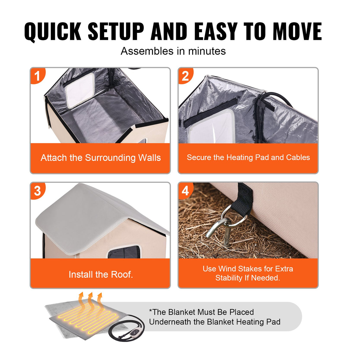 VEVOR Elevated Heated Cat House, Outdoor Kitty Shelter with Timer, 600D Oxford Cloth Foldable Cat Shelter with Heated Pad for Winter to Stay Warm and Cozy, Brown (Middle) - FWSBYMBHSNJBXCGRFV1 - view 8
