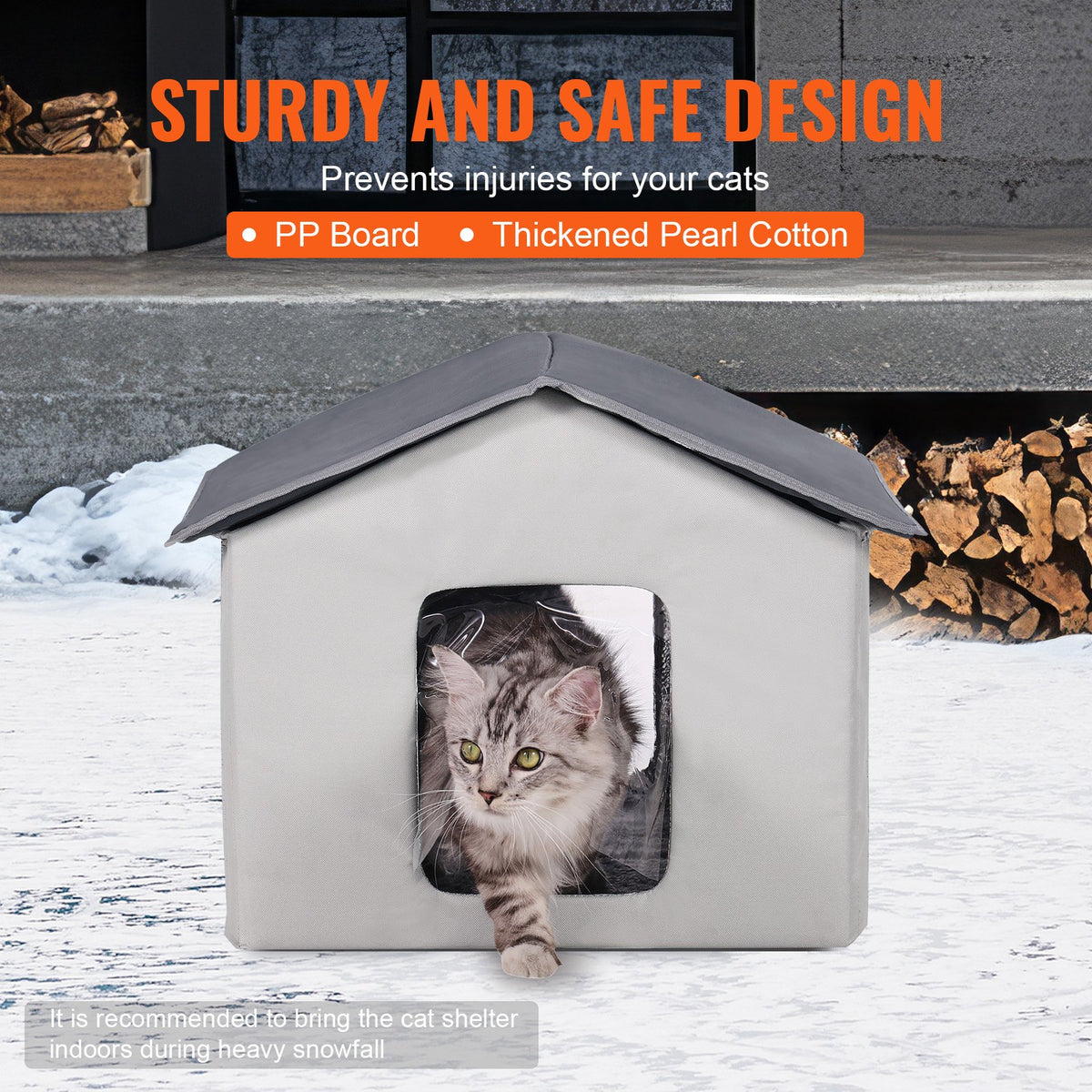 VEVOR Heated Cat House, Outdoor Kitty Shelter with Timer, 600D Oxford Cloth Foldable Cat Shelter with Heated Pad  for Winter to Stay Warm and Cozy, Gray (Middle) - FWSBYMBHSNJBYZ78WV1 - view 6