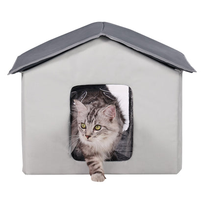 VEVOR Heated Cat House, Outdoor Kitty Shelter with Timer, 600D Oxford Cloth Foldable Cat Shelter with Heated Pad  for Winter to Stay Warm and Cozy, Gray (Middle) - FWSBYMBHSNJBYZ78WV1 - view 10