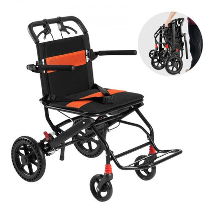 VEVOR Wheelchair, Aluminum Alloy Ultra-Lightweight Transport Chair for Adults, Foldable Wheelchair with Flip-Back Desk-Length Arms, Self-locking Brake, 18-Inch Wide Seat, 220lbs Weight Capacity - FWYSLYLHJSX1TQ05XV0 - view 2