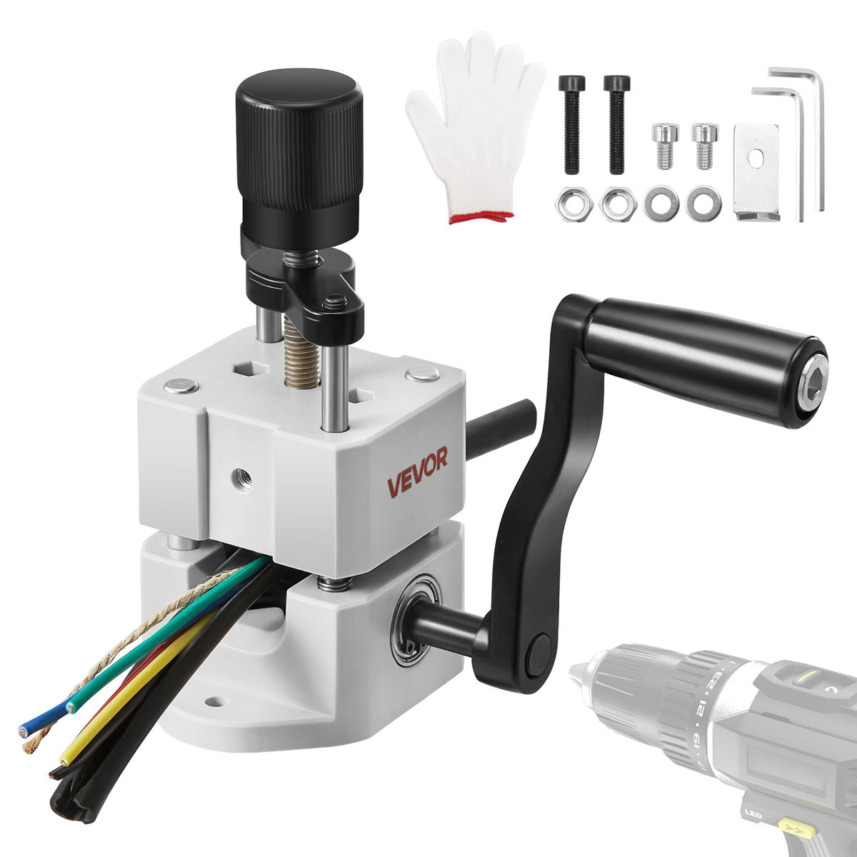 VEVOR Manual Wire Stripping Machine, 0.06-1 in, Portable Copper Stripper with Hand Crank or Drill Powered, 64Mn Quenched Blades, 45# Steel Rollers, ABS & PC Wire Peeler, for Scrap Copper Recycling - FXBXJSDDDBXWS1YIPV0 - view 1