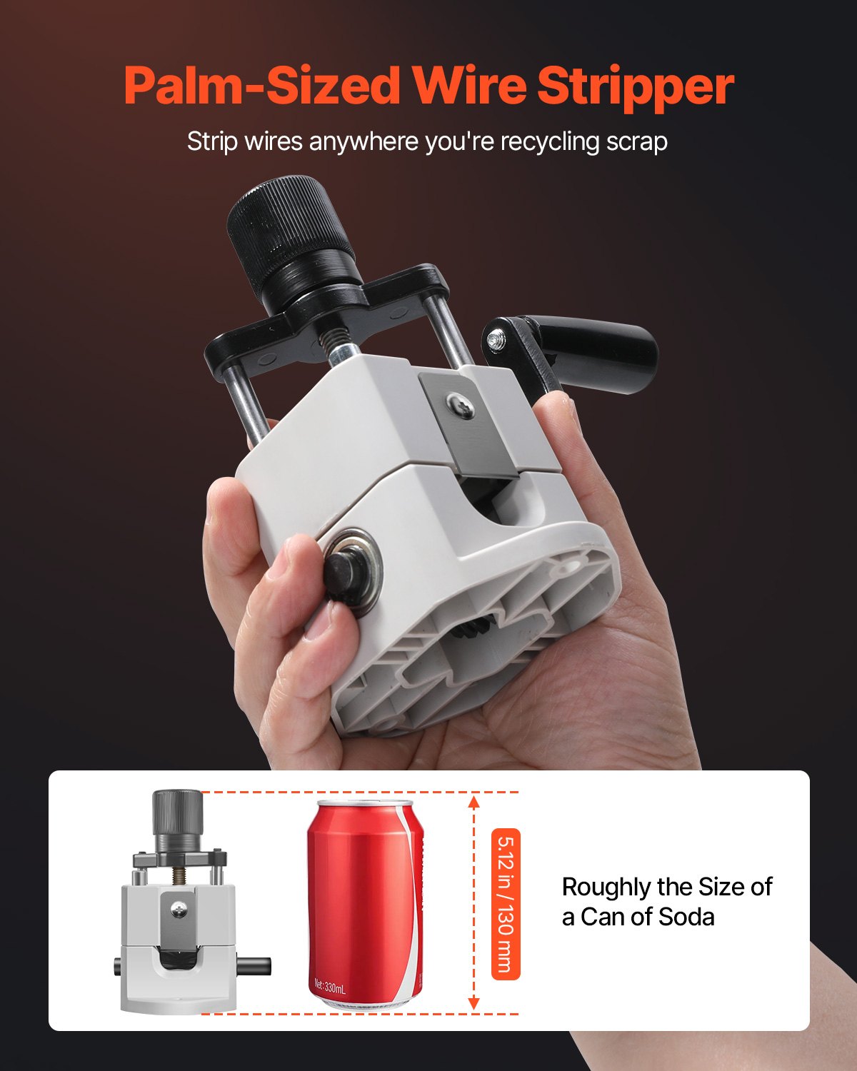 VEVOR Manual Wire Stripping Machine, 0.06-1 in, Portable Copper Stripper with Hand Crank or Drill Powered, 64Mn Quenched Blades, 45# Steel Rollers, ABS & PC Wire Peeler, for Scrap Copper Recycling - FXBXJSDDDBXWS1YIPV0 - view 3