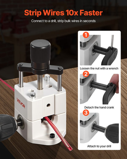 VEVOR Manual Wire Stripping Machine, 0.06-1 in, Portable Copper Stripper with Hand Crank or Drill Powered, 64Mn Quenched Blades, 45# Steel Rollers, ABS & PC Wire Peeler, for Scrap Copper Recycling - FXBXJSDDDBXWS1YIPV0 - view 5