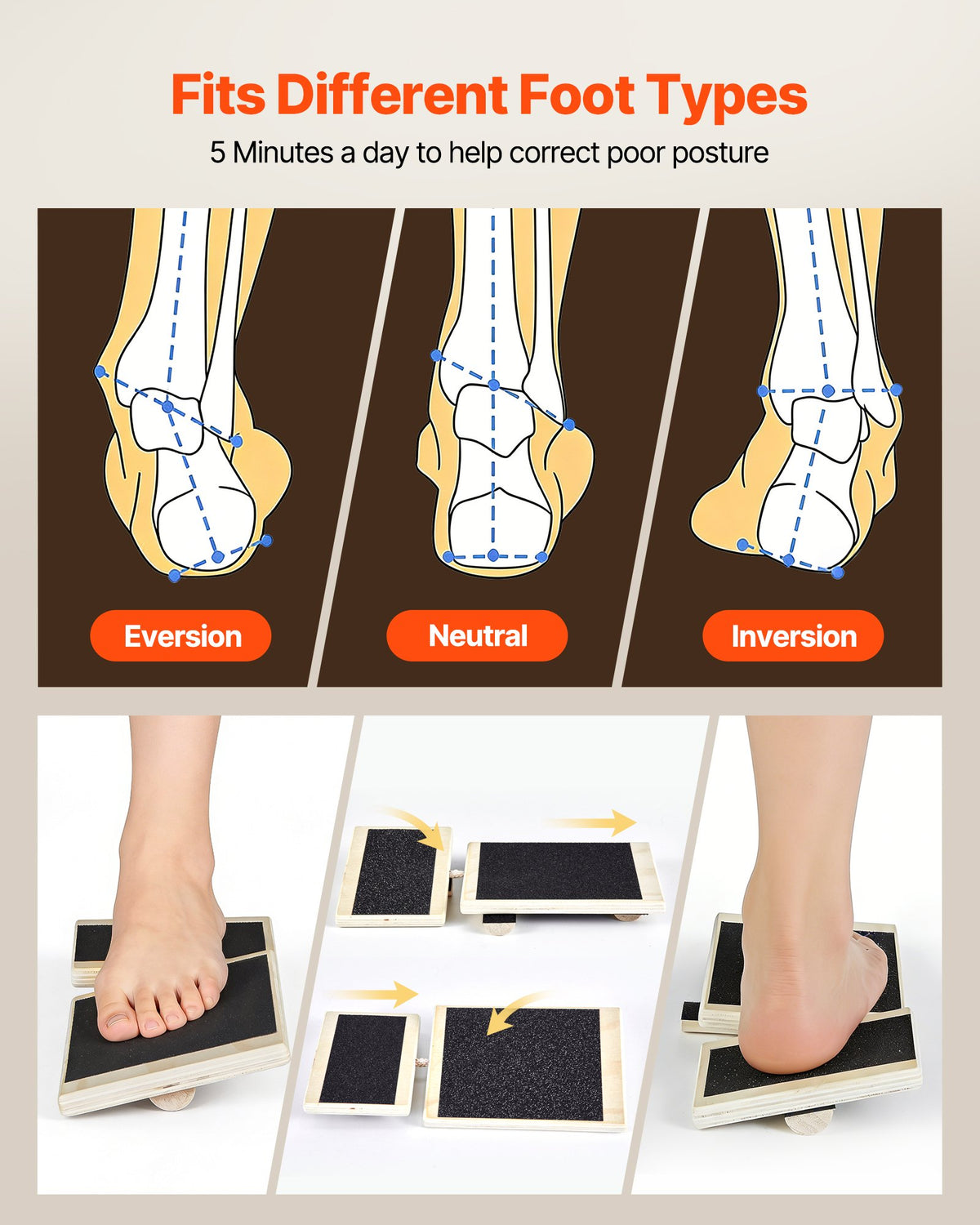 VEVOR Balance Board, Wobble Board Trainer for Adults Foot & Ankle Strengthening, Non-Slip Wood Premium Wooden Balance Training Equipment, Compact with Storage Bag, Ideal for Physical Therapy Exercises - FXBYTSSMDCB1WAWQF001V0 - view 5