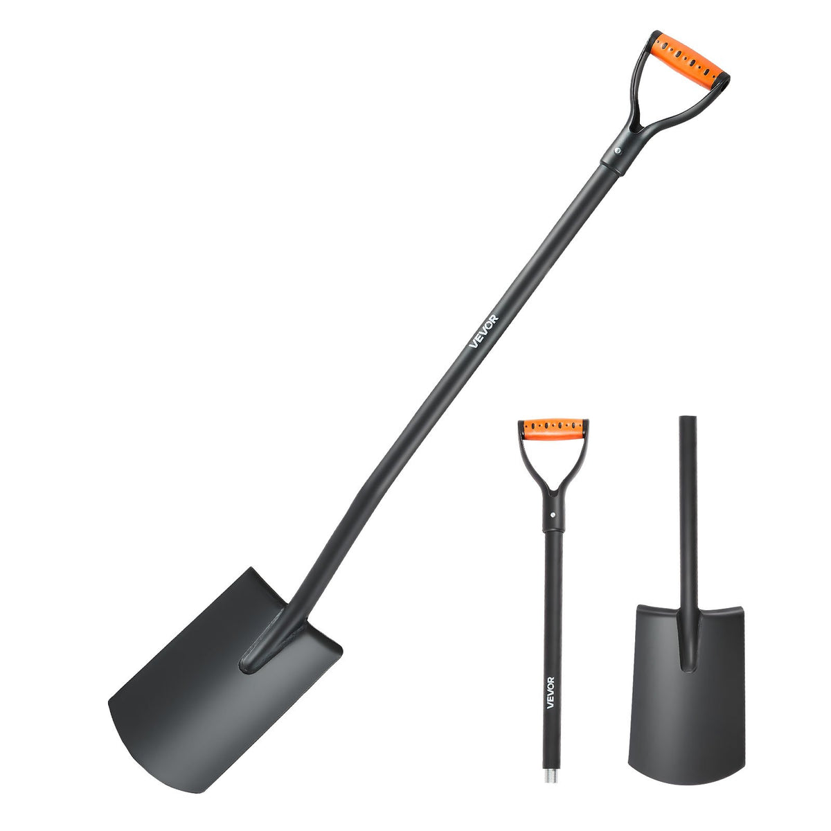 VEVOR Square Shovel, 48 in Heavy-Duty Flat Shovel, Transfer Shovels with Alloy Steel Blade and Non-Slip D-Handle, Detachable and Easy Storage, for Gardening, Construction, Digging, and Snow Shoveling - FXCDXBS48INCH0K34001V0 - view 1