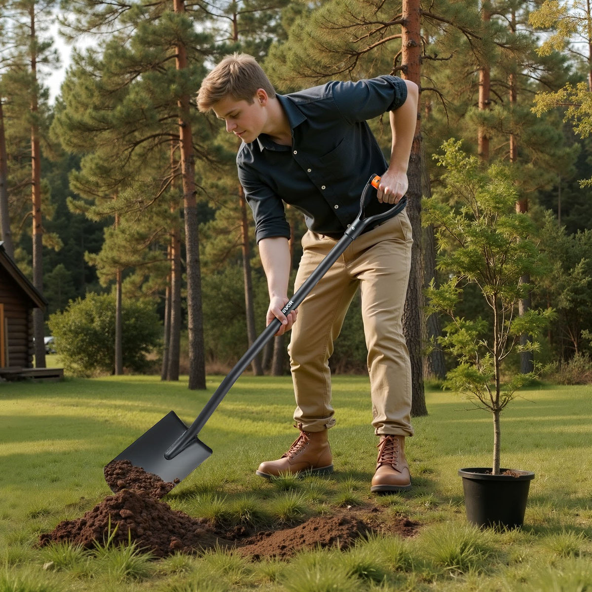 VEVOR Square Shovel, 48 in Heavy-Duty Flat Shovel, Transfer Shovels with Alloy Steel Blade and Non-Slip D-Handle, Detachable and Easy Storage, for Gardening, Construction, Digging, and Snow Shoveling - FXCDXBS48INCH0K34001V0 - view 9