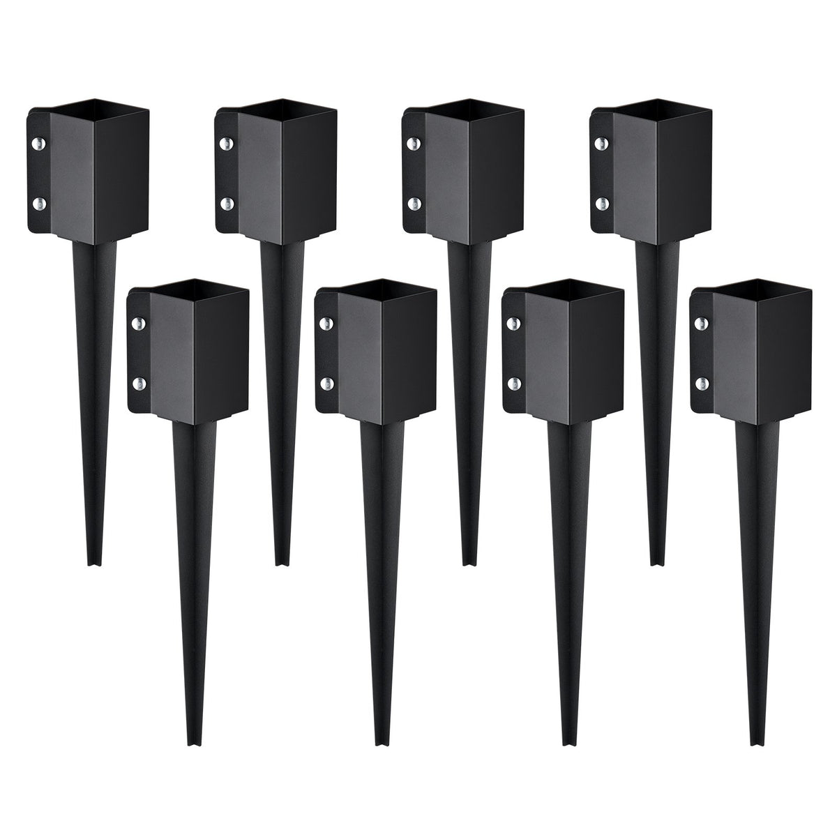 VEVOR Fence Post Anchor Ground Spike, 8 Pack 24 x 4 x 4 Inches Outer Diameter (Inner Diameter 3.5 x3.5 Inches), Metal Black Powder Coated Post Stake Ground, for Mailbox Deck Garden Railing - FXDD35YC24YCFUXF1V0 - view 1