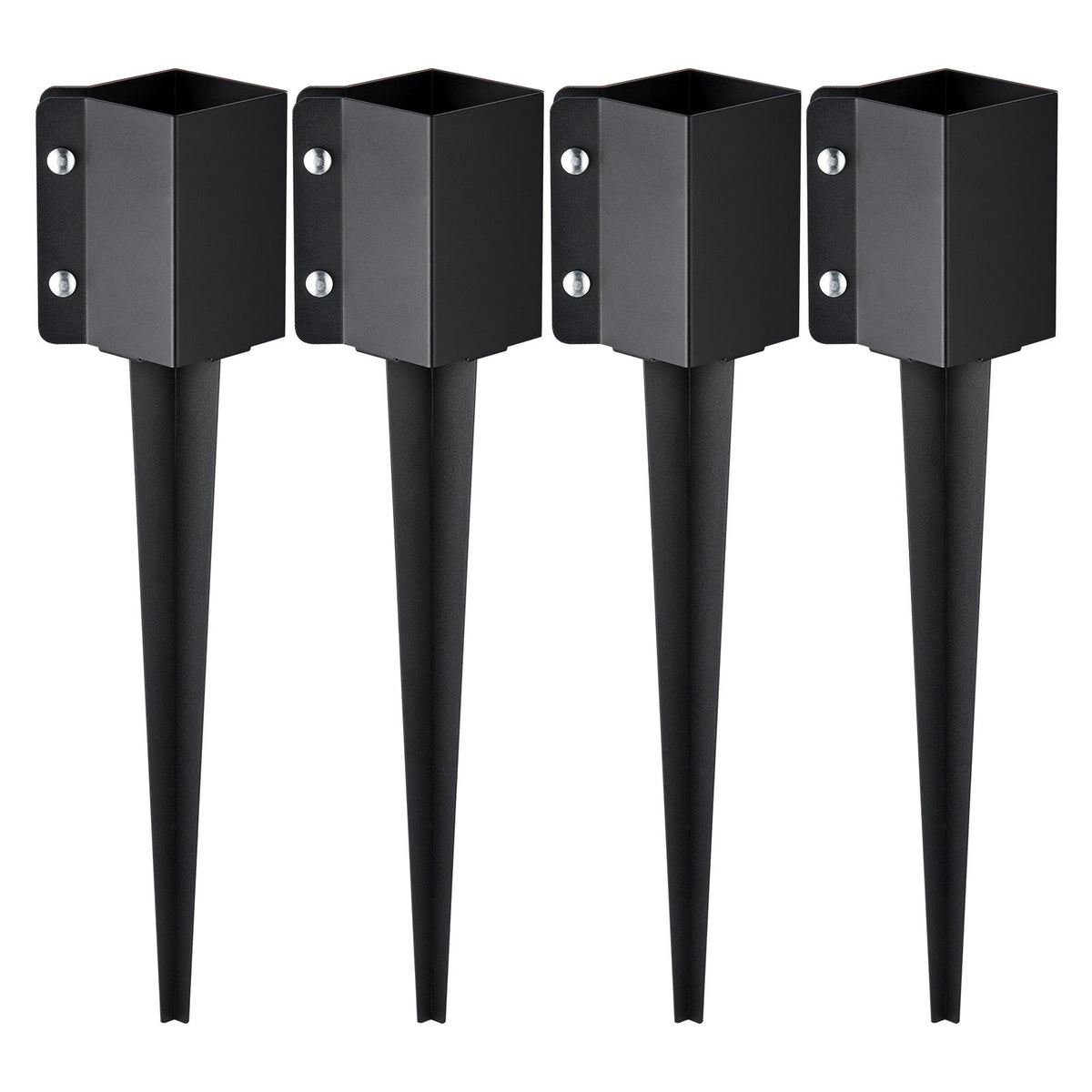 VEVOR Fence Post Anchor Ground Spike, 4 Pack 24 x 4 x 4 Inches Outer Diameter (Inner Diameter 3.5 x3.5 Inches), Metal Black Powder Coated Post Stake Ground, for Mailbox Deck Garden Railing - FXDD35YC24YCI2IY6V0 - view 1