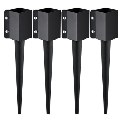 VEVOR Fence Post Anchor Ground Spike, 4 Pack 24 x 4 x 4 Inches Outer Diameter (Inner Diameter 3.5 x3.5 Inches), Metal Black Powder Coated Post Stake Ground, for Mailbox Deck Garden Railing - FXDD35YC24YCI2IY6V0 - view 1