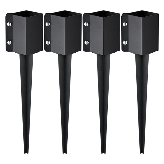VEVOR Fence Post Anchor Ground Spike, 4 Pack 24 x 4 x 4 Inches Outer Diameter (Inner Diameter 3.5 x3.5 Inches), Metal Black Powder Coated Post Stake Ground, for Mailbox Deck Garden Railing - FXDD35YC24YCI2IY6V0 - view 1