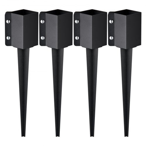 VEVOR Fence Post Anchor Ground Spike, 4 Pack 24 x 4 x 4 Inches Outer Diameter (Inner Diameter 3.5 x3.5 Inches), Metal Black Powder Coated Post Stake Ground, for Mailbox Deck Garden Railing - FXDD35YC24YCI2IY6V0 - view 2