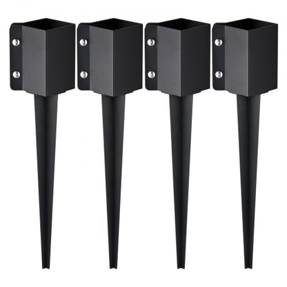 VEVOR Fence Post Anchor Ground Spike, 4 Pack 24 x 4 x 4 Inches Outer Diameter (Inner Diameter 3.5 x3.5 Inches), Metal Black Powder Coated Post Stake Ground, for Mailbox Deck Garden Railing - FXDD35YC24YCI2IY6V0 - view 2