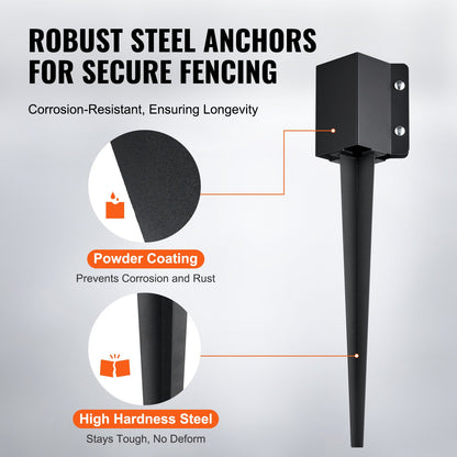 VEVOR Fence Post Anchor Ground Spike, 4 Pack 24 x 4 x 4 Inches Outer Diameter (Inner Diameter 3.5 x3.5 Inches), Metal Black Powder Coated Post Stake Ground, for Mailbox Deck Garden Railing - FXDD35YC24YCI2IY6V0 - view 4