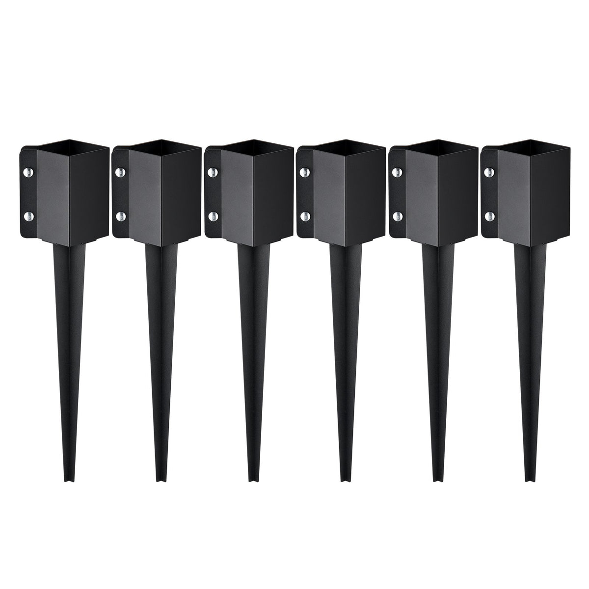 VEVOR Fence Post Anchor Ground Spike, 6 Pack 24 x 4 x 4 Inches Outer Diameter (Inner Diameter 3.5 x3.5 Inches), Metal Black Powder Coated Post Stake Ground, for Mailbox Deck Garden Railing - FXDD35YC24YCUQSQCV0 - view 1